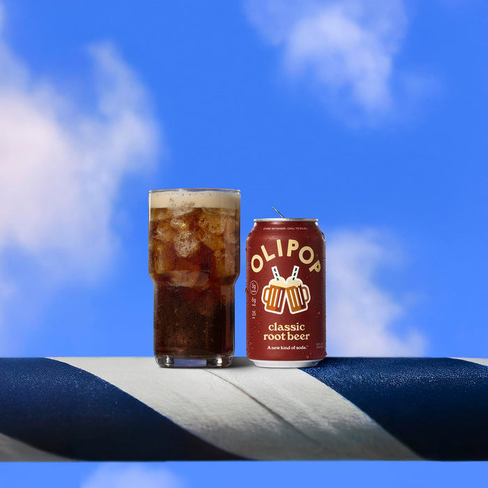 OLIPOP 6g Fiber Prebiotic Soda, Classic Root Beer, 12 fl oz, 12 Pack