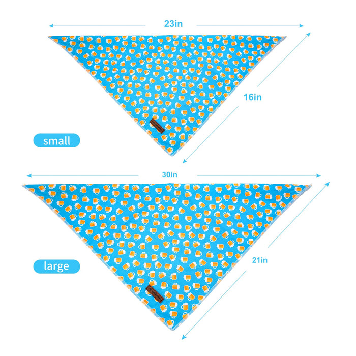 MR. CHUBBYFACE Blue Beer Dog Bandanas Reversible Triangle Bibs Scarf Accessories for Dogs Cats Pets