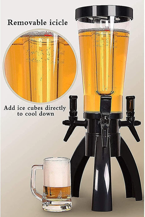 JOMRTS Beer Dispenser 3L Beer Dispenser, 3 Faucets and Ice Pipes for Beverages and Beverages in Party Barbecue Restaurants