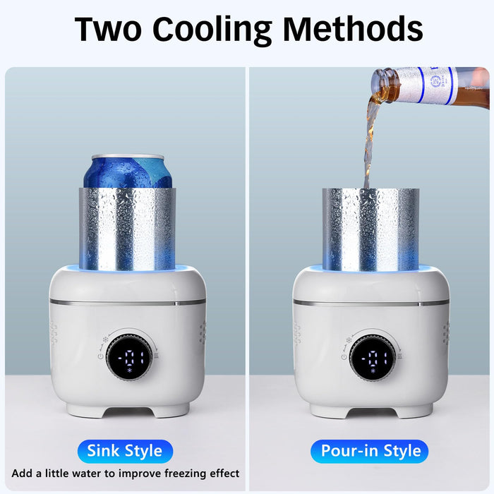 Cooling Cup with Mood Light,2 in 1 Cup Cooler Warmer for Desktop for 30.2℉-158℉,Electric Beverage Cooler with Aluminum Mug,Portable Quick Drink Chiller for Coffee Juice Cola Beer,Gifts for Women Men