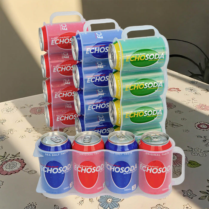 ChasBete Portable Soda Can Organizer for Refrigerator Shelf, Beer Can Holder, Fridge Storage Sliding Rack, Clear Plastic 2 Pack
