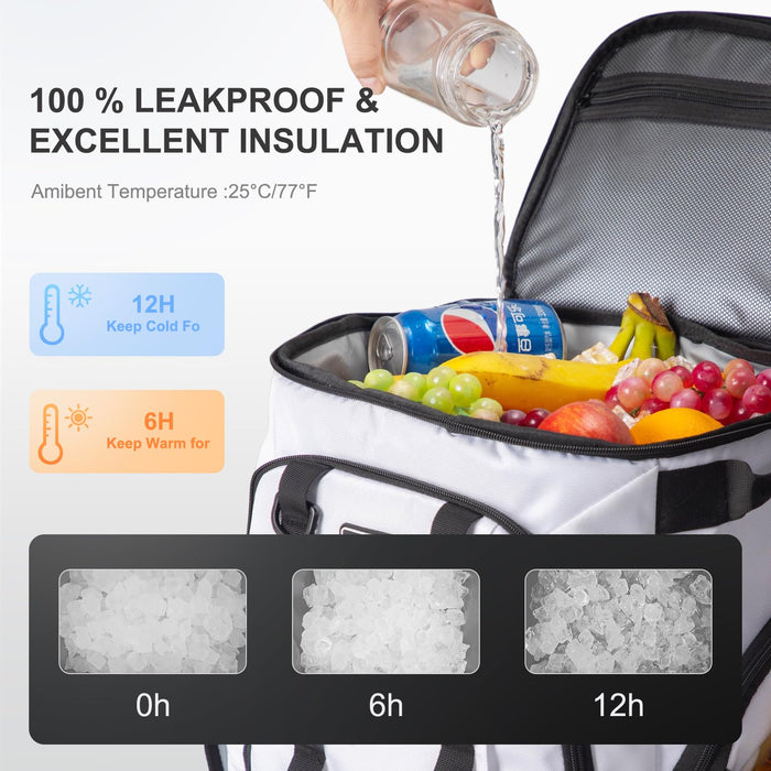 iculbag Cooler Backpack Insulated Waterproof 36cans Lunch Bags for Women Men Camping Beach Picnic Travel Soft Sided Cooler Bag for 18 Hours Cooling White 30L