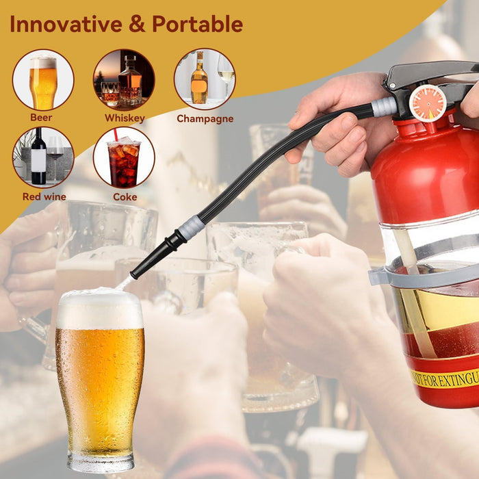 2L Whiskey Decanter, Portable Fire Extinguisher Container Funny Beer Dispenser for Home Party Beer Dispenser Barrels Bar Beverage Liquor Rack Machine for Wine Spirits Drinks