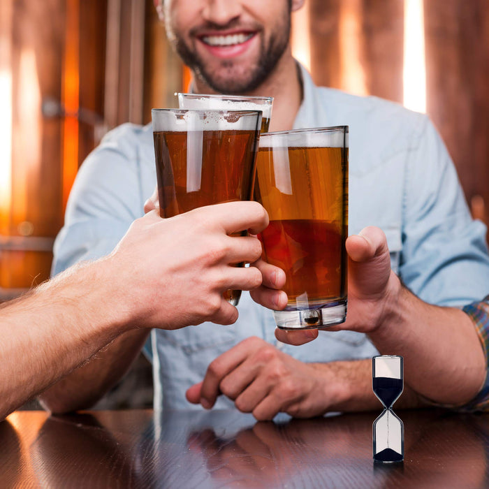 Barbuzzo Sand Timer Pint Glass - 16 Oz Plastic Beer Tumbler With Hour Glass Sand Timer