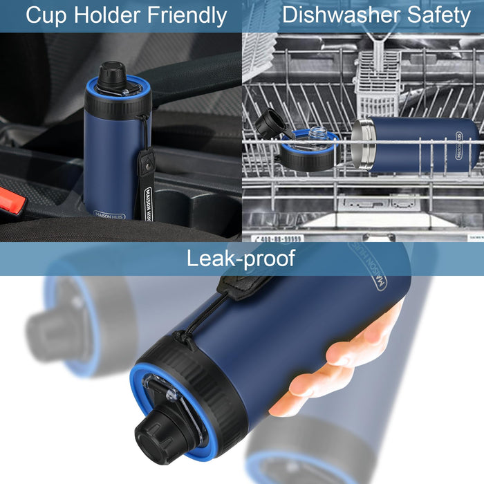 4 In 1 Beer Can Cooler Bottle Holder with Drinking Spout Lid for 12oz Regular, Slim Skinny Cans and Thermal Bottles,Sealed Insulated Double Wall Vacuum Stainless Steel Can Keeps Your Drinks Cold