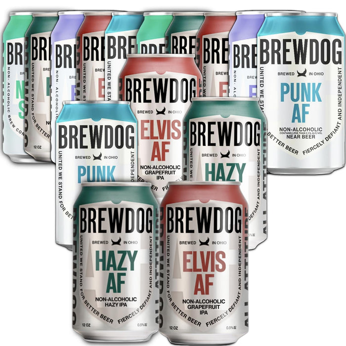 BrewDog 15 Ultimate Mixed Pack, Non-Alcoholic Pack | Includes Easy Street, Elvis, Hazy, & Punk | 12oz Cans