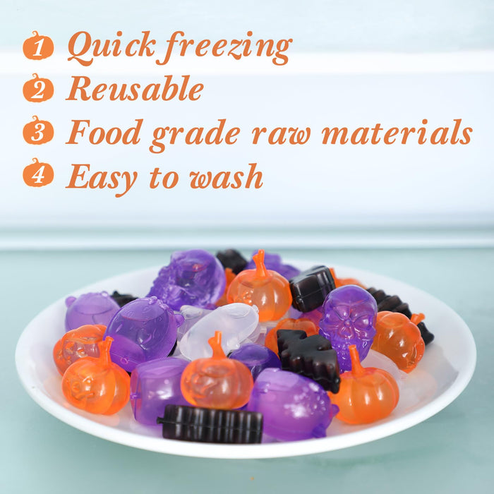 Meanplan 100 Pcs Halloween Reusable Ice Cubes for Drinks, Ghost