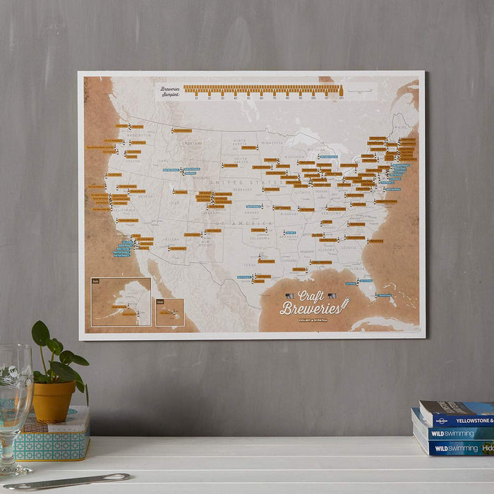 Scratch Off USA Map Craft Breweries Poster - Beer Enthusiast Gifts - Maps International - 17 x 22 inches
