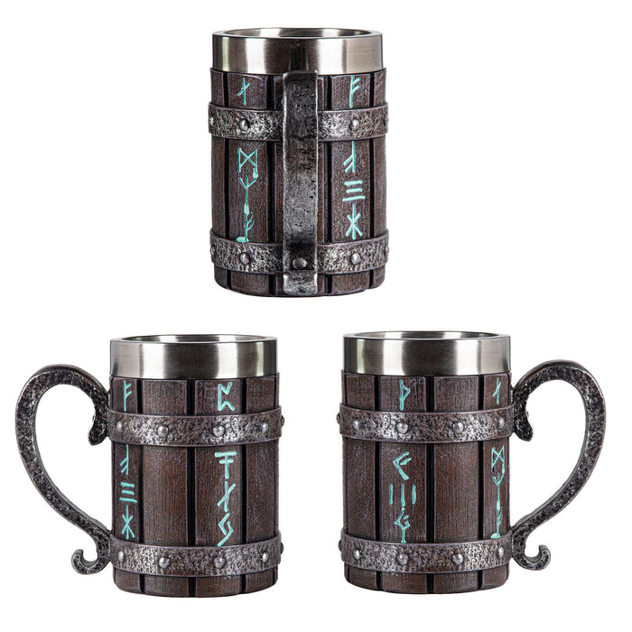 Nordic Viking Rune Mug Beer Tankard Cup for Men, Stainless Steel Coffee Mugs Christmas Viking Gifts Norse Décor Beer Stein, 20oz