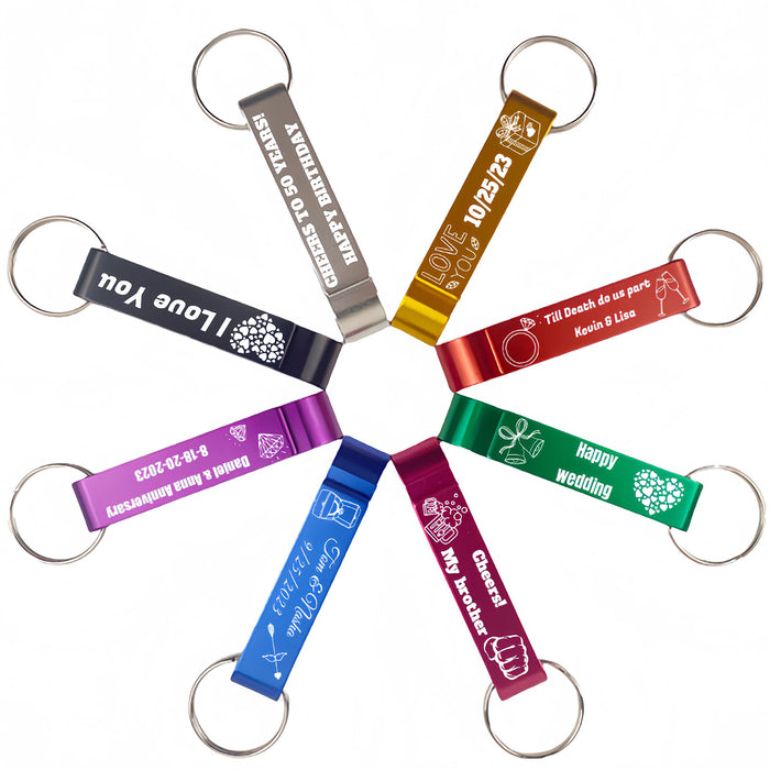 100pcs Personalized Bottle Opener - Custom Bottle Opener Keychain for Wedding, Anniversary, party,Support for Customized Logos.