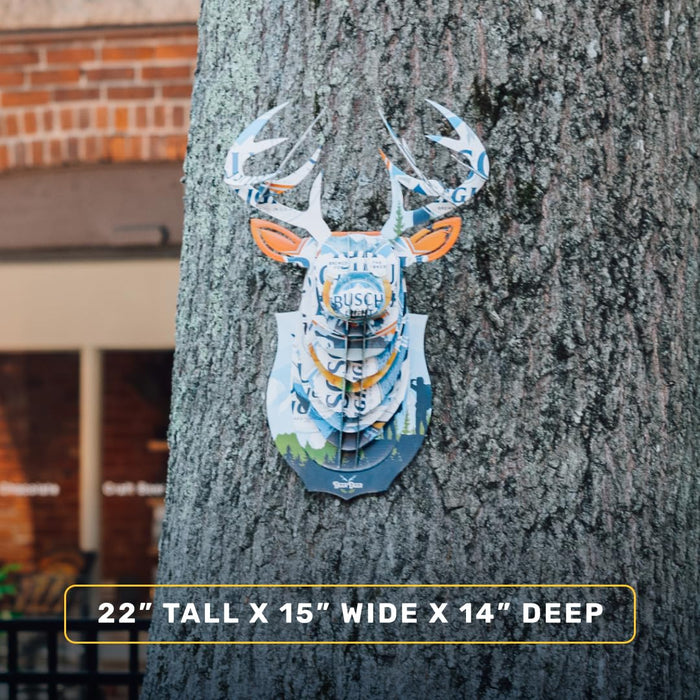 BEER DEER Busch Light Deer Head - 3D Cardboard Mount Wall Art - Man Cave Decor - Crafted for Garages, Bars, Country Rooms & Beer Lovers - Easy Assembly & Durable Design