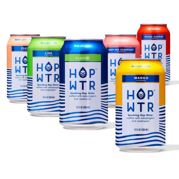 HOP WTR - Sparkling Hop Water - Variety Party Pack (12 Pack) - NA Beer, No Calories or Sugar, Low Carb, With Adaptogens and Nootropics for Added Benefits (12 oz Cans)
