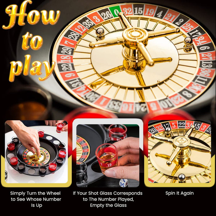 Bo-Toys Drinking Game Glass Roulette - Drinking Game Set (2 Balls and 16 Glasses) Casino Style Drinking Game