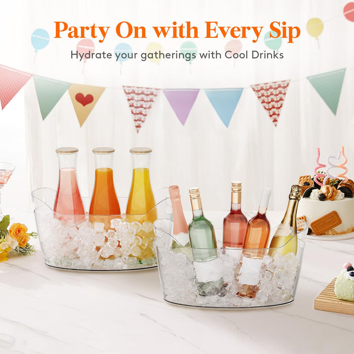 Lifewit 6.5L Ice Bucket for Parties 2 Pcs (in 1 Package), Portable Drink Bucket for Cocktail Bar, Plastic Champagne Cooler for Beverage/Wine/Beer, Mimosa Bar Supplies Chiller Tub with Scoop