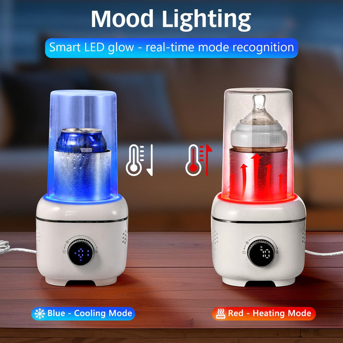 Cooling Cup with Mood Light,2 in 1 Cup Cooler Warmer for Desktop for 30.2℉-158℉,Electric Beverage Cooler with Aluminum Mug,Portable Quick Drink Chiller for Coffee Juice Cola Beer,Gifts for Women Men