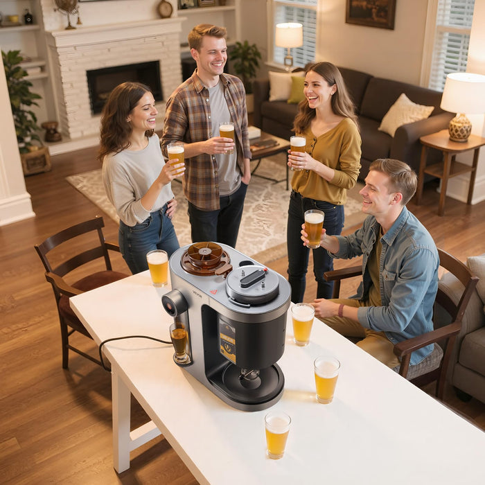 VEVOR Automatic Home Beer Brewer, 3.43 Gal All-in-One Home Brew Machine, 1500W Power Electric Beer Maker Machine with Mash Boil Device, 304 Stainless Steel Inner Tank, Auto Temp & Pressure Control