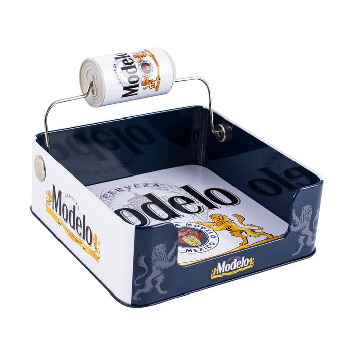 Modelo Entertaining Bundle Set – Galvanized Beverage Tub, Serving Tray, Napkin Holder, Straw Holder, Salt & Pepper Caddy, and Locktop Canisters – Indoor & Outdoor Beverage Serving Collection (White)