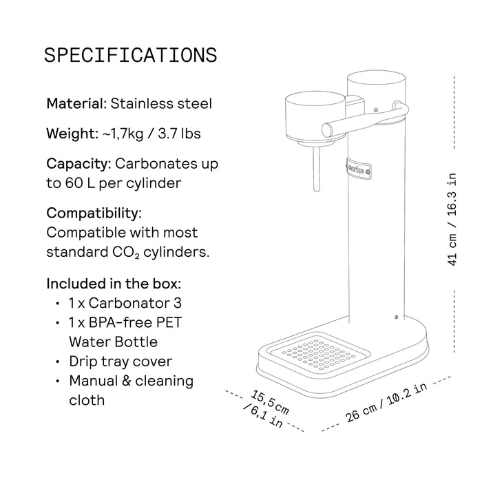 aarke - Carbonator III Premium Carbonator-Sparkling & Seltzer Water Maker-Soda Maker with PET Bottle (Stainless Steel)