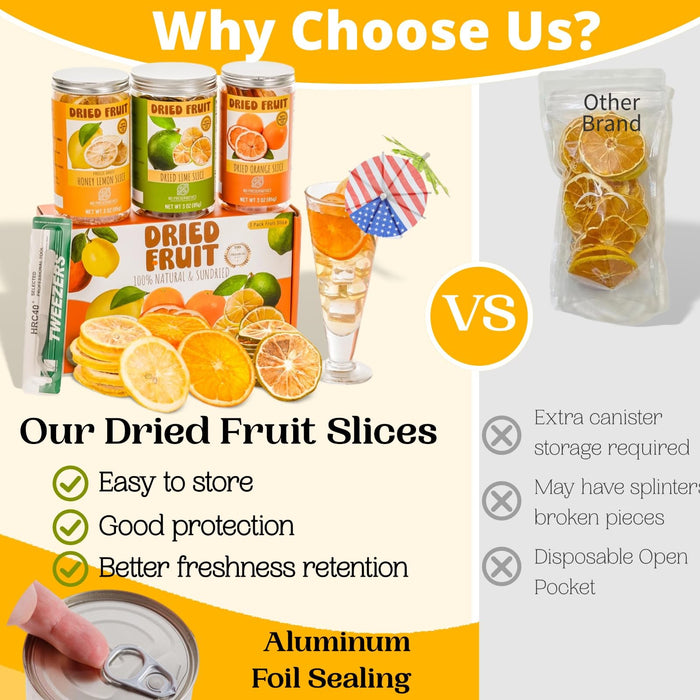 9oz Dehydrated Fruit Garnish Set, 125+ Slices Orange Lime & Honey Lemon