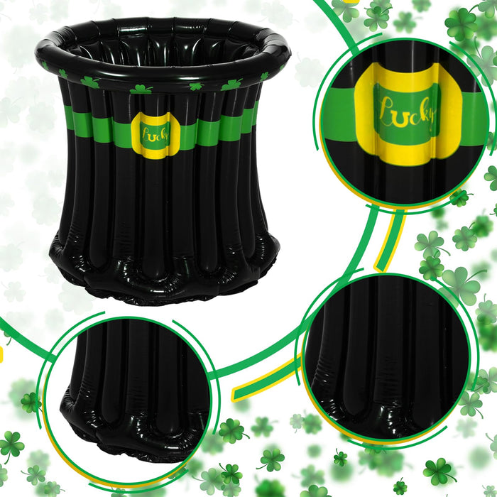 Bencailor 2 Pcs St. Patrick's Day Top Hat Cooler Shamrock Green Inflatable Cooler for Parties Saint Patricks Day Accessories Drink Containers for Beer Beverage Party Supplies Decorations Party Favor