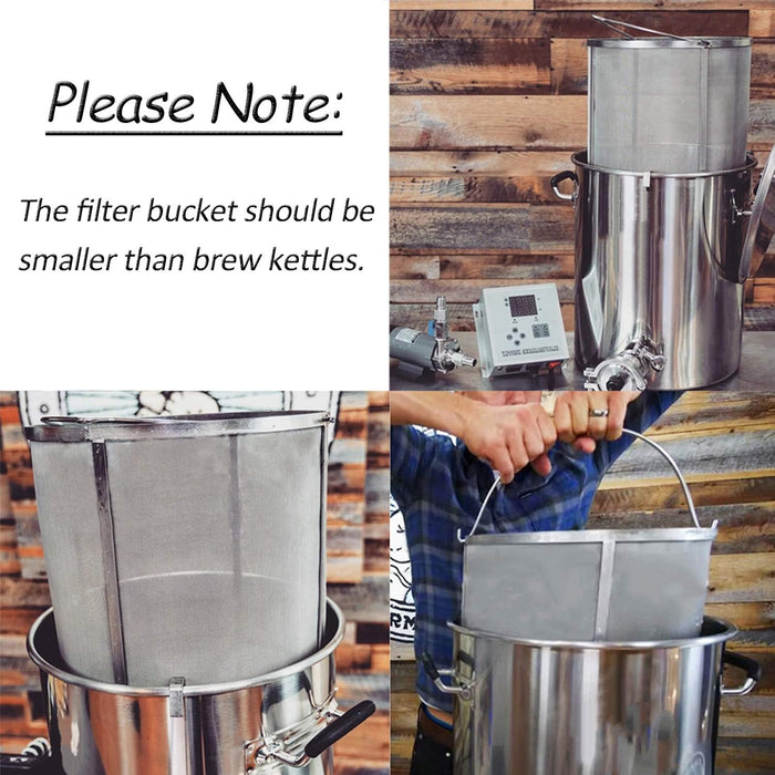 PSLER 13.8×13.8 inch (35×35cm) Wine Beer Dry Hops Filter Brewing Hopper Strainer 300 Micron Mesh Barrel Brewing Grain Basket Strainer for Homebrew Hops Wine Beer Tea Kettle Brew Filter