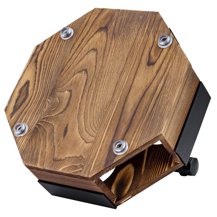 MyGift Burnt Solid Wood Geometric Beer Flight Server Set with Rustic Industrial Metal Pipe Handle, 4 Beer Glasses and Chalkboard Label Panel