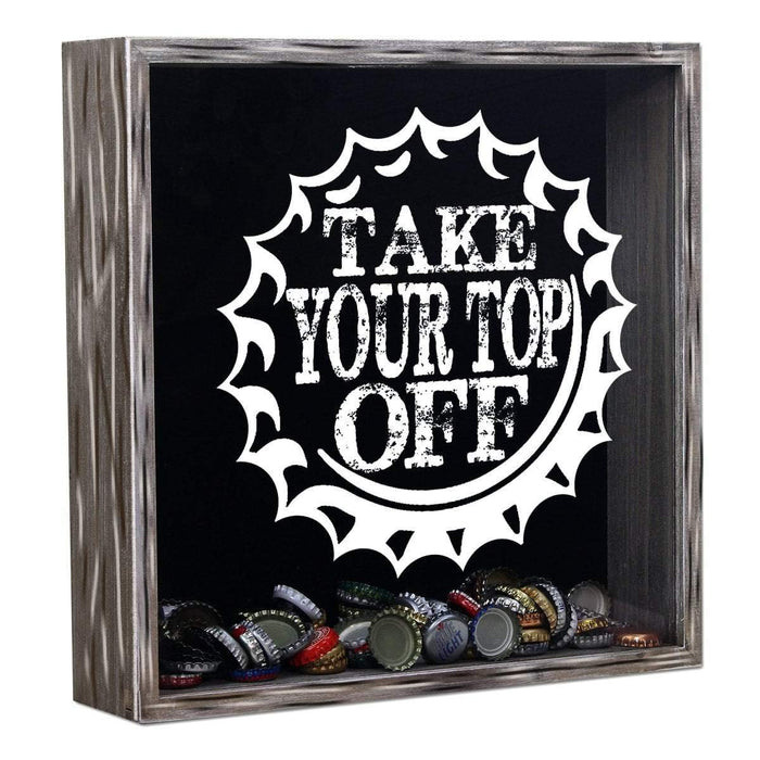 Torched Take Your Top Off that Beer Cap Shadow Box Holder Hanging Display Case Frame Wall Mount Decor Art, Beer Lovers Collectors Gift for Men