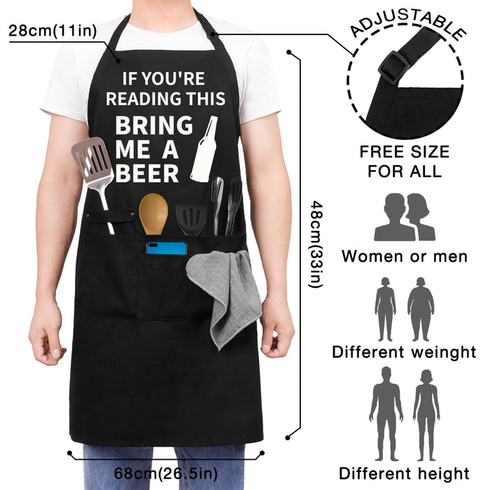 Binggle Funny Cooking Chef Apron with Pockets BBQ Kitchen Work Aprons Birthday Dad Creative Gifts (Beer)