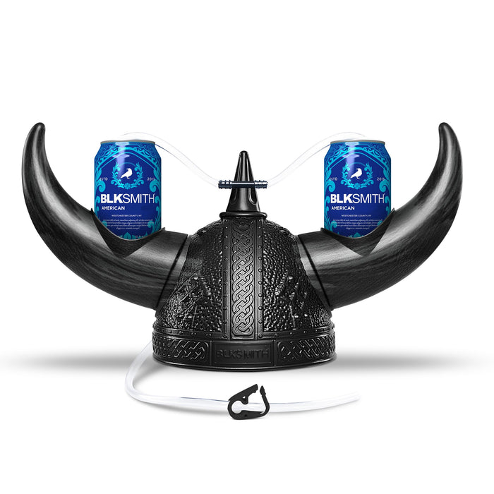 BLKSMITH Viking Drinking Helmet with Straws – Funny Beer Hat Holds 2 Cans – Adjustable Novelty Drinking Helmet Fits 16–24" Head – Gag Gift for Men, Dad, Husband, Bachelor Party, Tailgating - (Black)