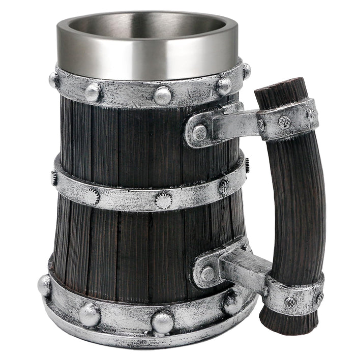 Medieval Viking Beer Mugs for Men - 21oz Norse Wood Tankard
