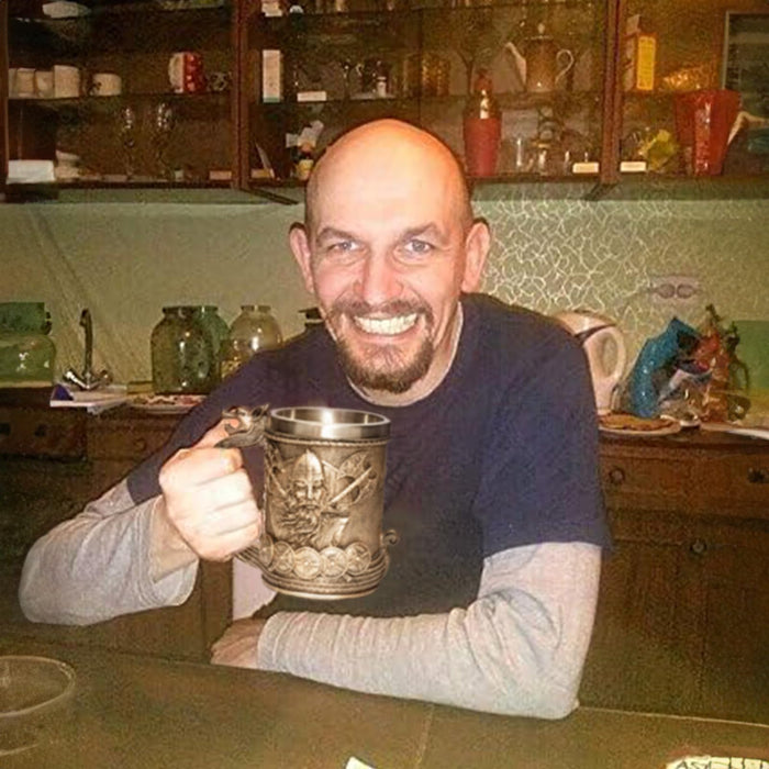 CHICVITA Viking Decor Beer Mug Coffee Cup with Dragon Handle, Viking Gifts for Men, Medieval Renaissance Decorations, 18 Oz