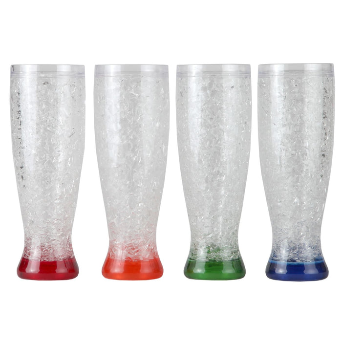 Lily's Home Freezer Beer Mugs, Set of 4-16 oz Double Wall Insulated with Liquid Gel, Frosty Chiller Cups, Break-Resistant Acrylic Freezable Glasses for Home Bar, Pool Parties, BBQ & Outdoor Gifts