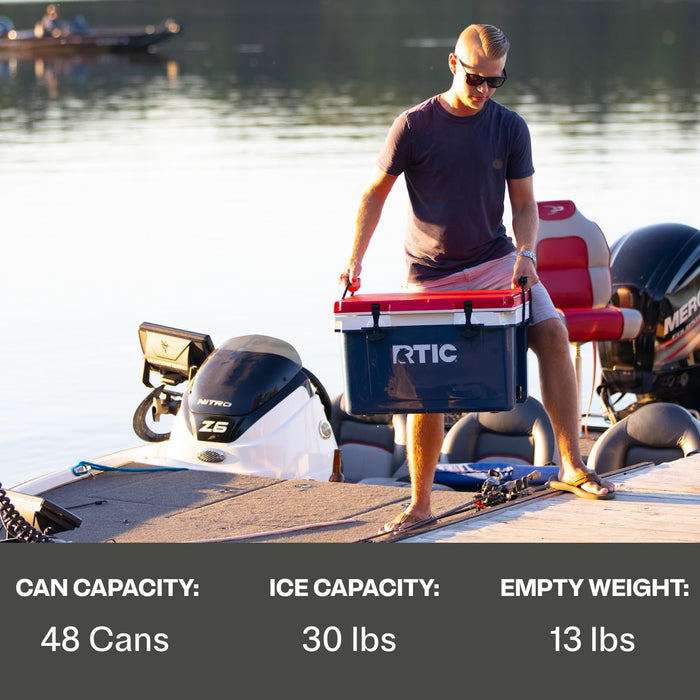 RTIC Ultra-Light 32 Quart Lightweight Hard Cooler, Insulated Portable Ice Chest 13 lbs, 48-Can Capacity, 5-Day Ice Retention, for Camping, Fishing, Beach, Boat, Picnic, Day Trip, Trailblazer