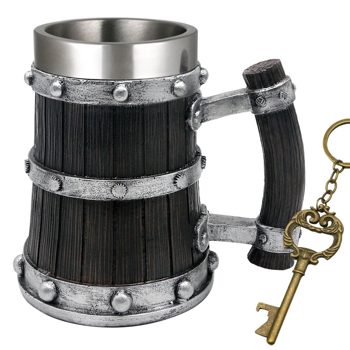 Medieval Viking Beer Mugs for Men - 21oz Norse Wood Tankard