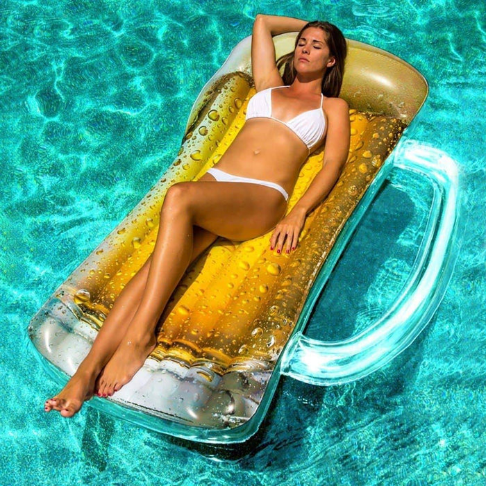 Giant Inflatable Beer Mug Pool Rafts, Oversized Novelty Floats for Lounging, Parties & Summer Fun
