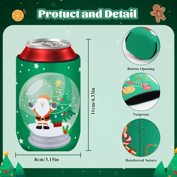 SEPGLITTER 18 Pack Christmas Can Cooler Sleeves Beer Drink Can Bottle Cooler Sleeves Cooler Collapsible for Christmas Holiday Party Decorations Supplies Favors