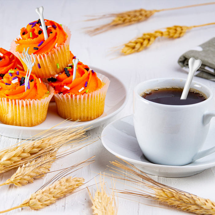 Remerry 48 Pcs Halloween Drink Stirrers Skeleton Swizzle Sticks Skeleton Arms Hands Cocktail Garnish Plastic Cocktail Food Picks for Halloween Bar Horror Party Table Decoration(Arm, Bone,White)