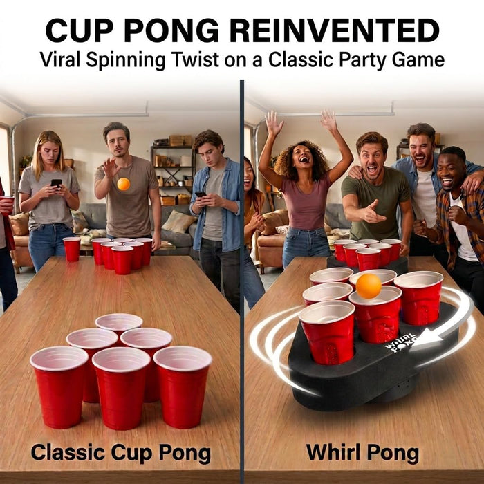 Whirl Pong – The Spinning Cup Pong Game | Rechargeable Rotating Party Game Set | Ultimate College Party, Tailgate & Family Game | Cup Pong Reinvented