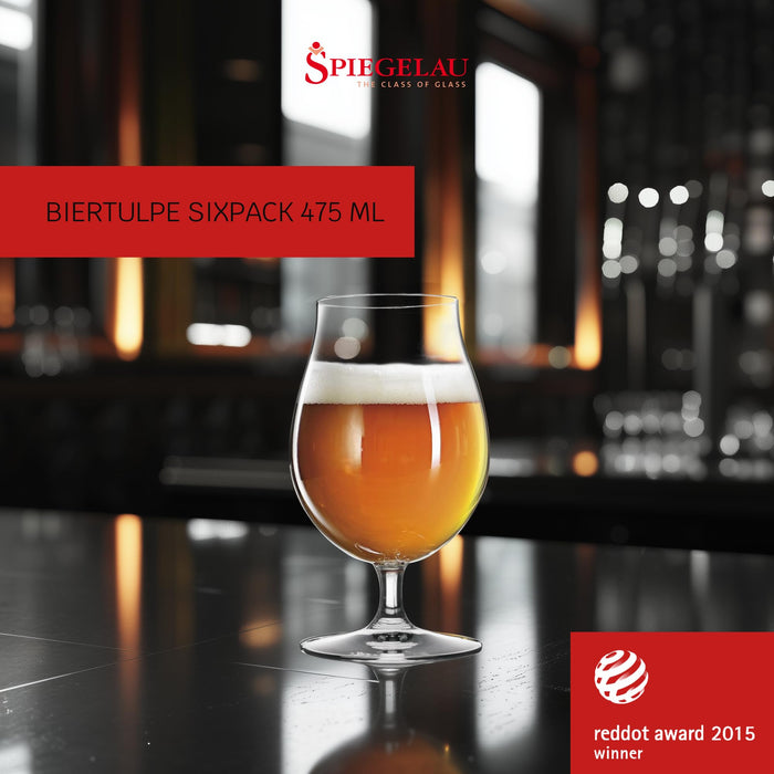 Spiegelau Classic Tulip Beer Glass, European-Made Crystal Drinking Glasses Perfect for Belgian Ales, IPA Beers, Cocktails, Sodas, Beverages, Smoothies, Home Bar Accessories, 15.5 oz, Set of 6