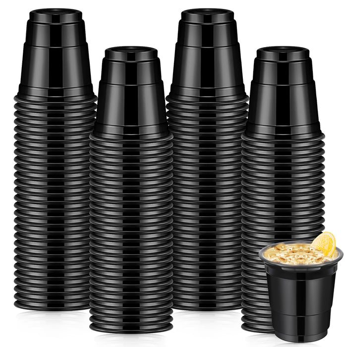Roshtia 100 Pcs 2 oz Halloween Plastic Shot Cups, Black