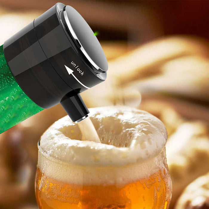 Beer Foamer, Beer Foam Maker, Electric Quick Foaming Beer Bubbler, Wine Pourer Dispenser with Bottled Canned Adapter Universal for Bottled Beer