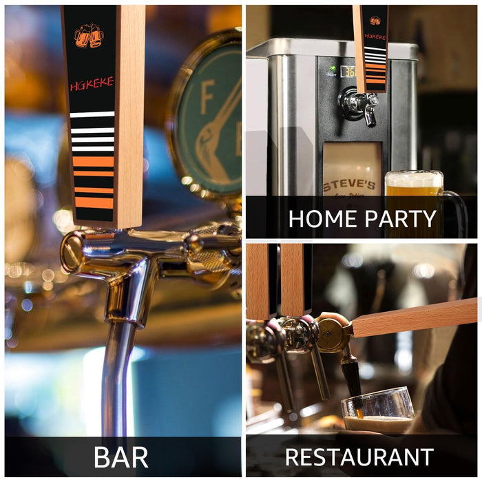 HGKEKE Wooden Beer Tap Handles Keg Handle Chalkboard Beer Tap Handles for Kegerator, Keg Tap Handles & Markers - Nice Gift for Homebrewers, Bars, Restaurants & Weddings - Pack of 2