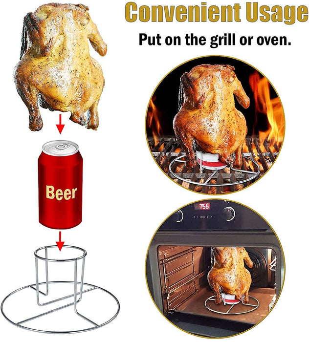 Beer Can Chicken Holder -2 pcs for Grill Oven Smoker Sturdy Stainless Steel Beer Butt Chicken Holder for Whole Chicken Roaster Easy to Use and Clean Chicken Rack for Tender and Juicy Chicken Turkey