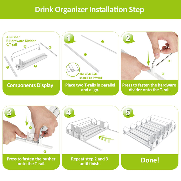 Drink Organizer for Fridge,Self Pushing Fridge Drink Organizer,Automatic Drink Dispenser for Fridge-Holds up to 25 Cans