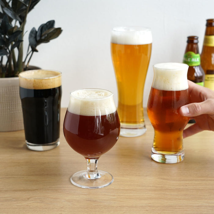 True Beer Glasses Gift Set, Durable Clear Tasting Kit for IPA, Belgian Ales, Wheat Beers, Stouts, Porters, Perfect for Beer Lovers, Home Bar, Birthday Gifts for Men, Set of 4