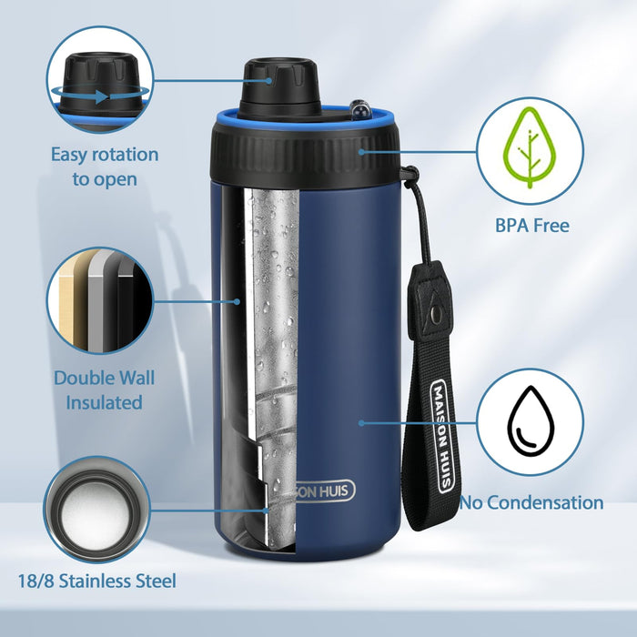 4 In 1 Beer Can Cooler Bottle Holder with Drinking Spout Lid for 12oz Regular, Slim Skinny Cans and Thermal Bottles,Sealed Insulated Double Wall Vacuum Stainless Steel Can Keeps Your Drinks Cold