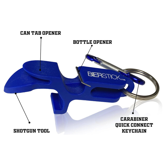 Beer Bong Tube and Funnel - with Valve, Optional Single or Double Header Y-Attachment, 5 Interchangeable Mouthpieces, Shotgun Keychain Tool - Kink-Free Hose for Bierstick Beerbong (Blue)