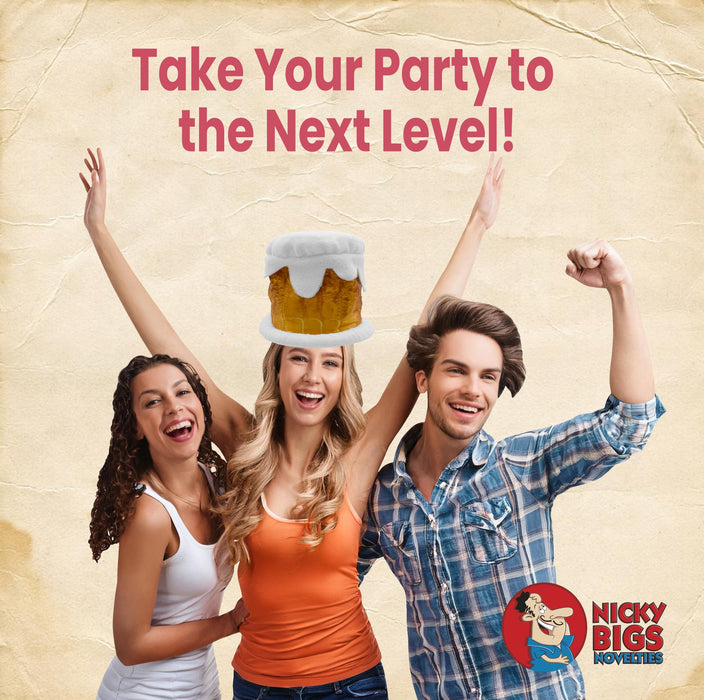 Nicky Bigs Novelties Beer Mug Hat Funny Foam Beer Stein Costume Headwear for Adults Soft Plush Oktoberfest St. Patrick’s Day Halloween Bar Crawl Party Prop Accessory Lightweight & Comfortable Fit