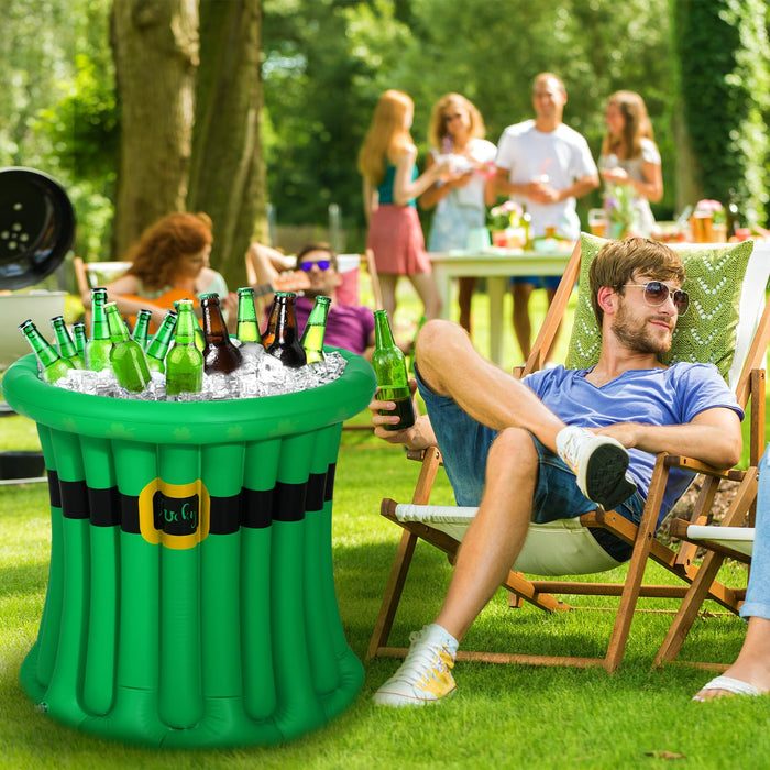 Bencailor 2 Pcs St. Patrick's Day Top Hat Cooler Shamrock Green Inflatable Cooler for Parties Saint Patricks Day Accessories Drink Containers for Beer Beverage Party Supplies Decorations Party Favor