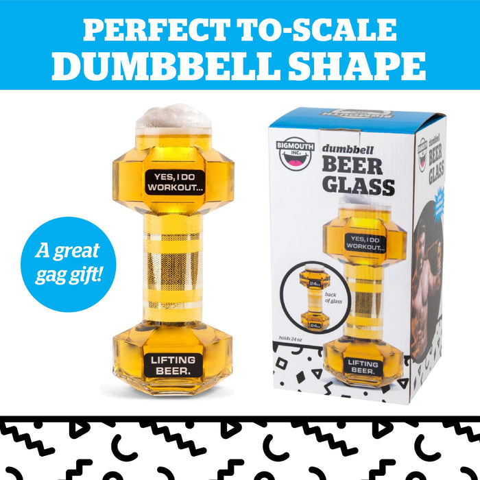 BigMouth Inc. The Dumbbell Beer Glass, Novelty Beer Drinking Glass, 24 Oz